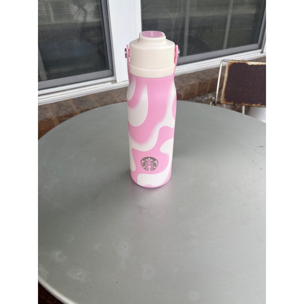 Starbucks Pink Wavy Marble Stainless Steel Water Bottle 18oz 11187634 NEW